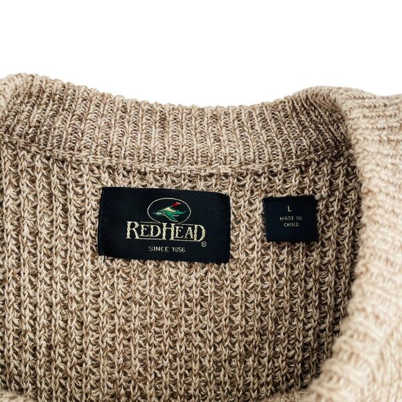 RedHead Mens Beige Henley Sweater Size Large 80% Cotton 20% Polyester - Picture 2 of 6